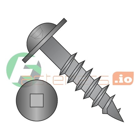Newport Fasteners Wood Screw, #10, 1-1/4 in, Black Oxide Steel Round Head Square Drive, 3500 PK 136649